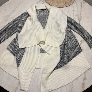 Banana Republic Gray and Cream Open Front Cardigan